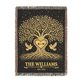Personalized Couple Tree of love Golden Woven Blanket