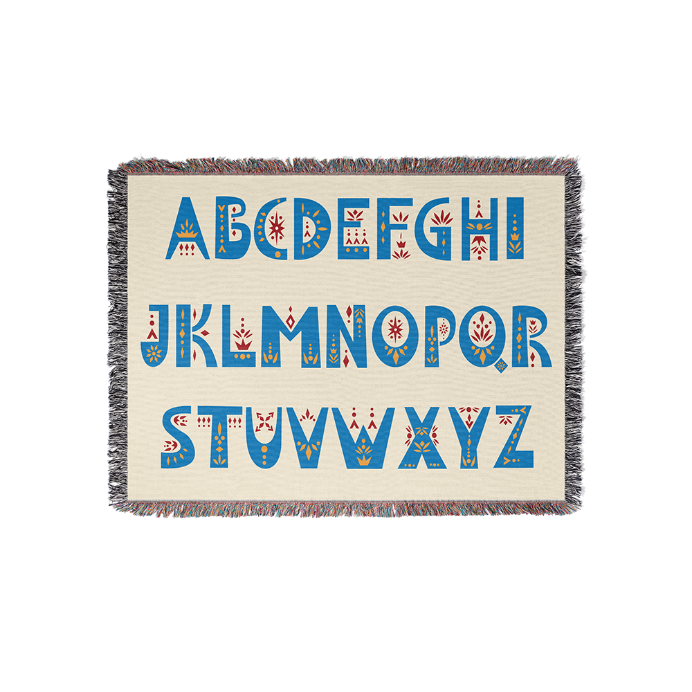 Personalized Folk Art Lovebirds White Woven Blanket