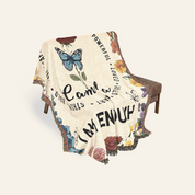 I Am Affirmations With Birth Flower & Butterfly - Personalized Woven Blanket