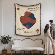 Personalized Ace of heart woven blanket for couple