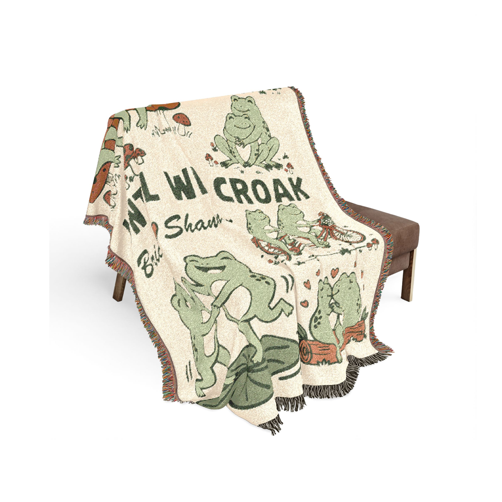 Personalized Couple Frog Hoppily 2 Woven Blanket