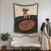 Personalized Vinyl Records Couple Woven Blanket