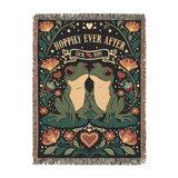 Personalized Couple Frog Hoppily Ever After Woven Blanket