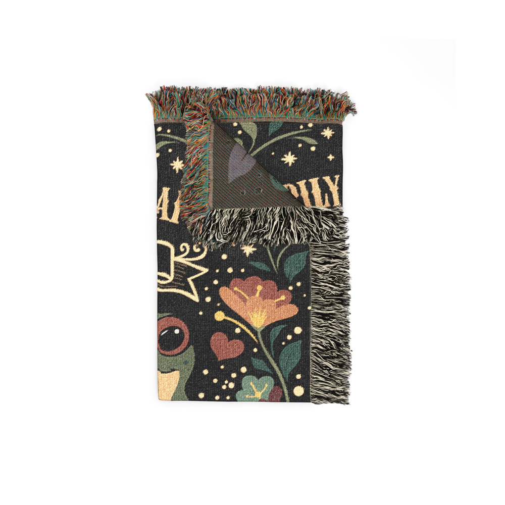 Personalized Couple Frog Hoppily Ever After Woven Blanket