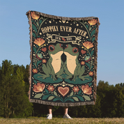 Personalized Couple Frog Hoppily Ever After Woven Blanket