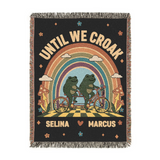 Personalized Couple Frog Retro Woven Blanket