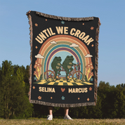 Personalized Couple Frog Retro Woven Blanket