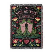 Personalized Couple Frog Croak Art Woven Blanket