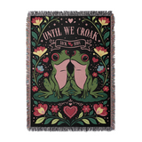Personalized Couple Frog Croak Art Woven Blanket