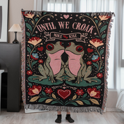 Personalized Couple Frog Croak Art Woven Blanket