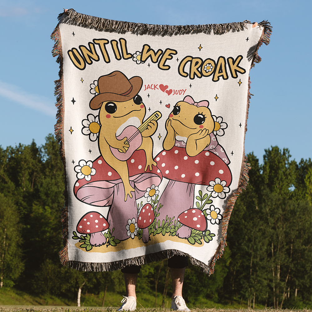 Personalized Couple Frog & Toad Croak Woven Blanket