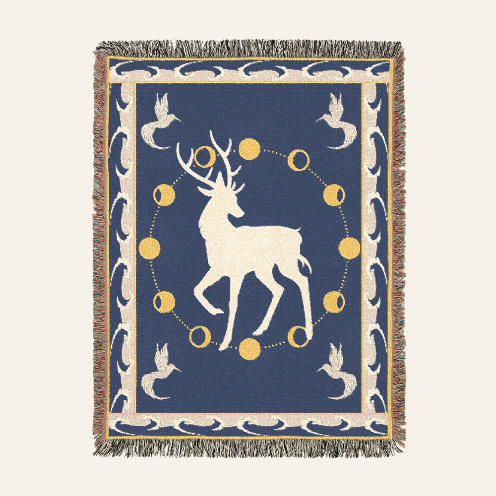 The Miraculous White Stag Woven Blanket