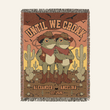 Personalized Cowboy & Cowgirl Frog Woven Blanket Gift