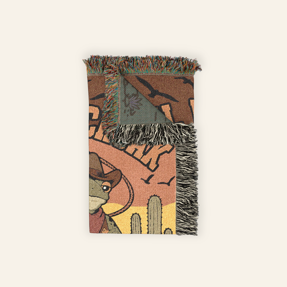 Personalized Couple Western Frog Cowboy Woven Blanket