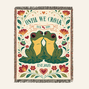 Personalized Couple Frog Croak White Woven Blanket