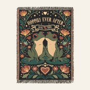 Personalized Couple Frog Hoppily Ever After Woven Blanket