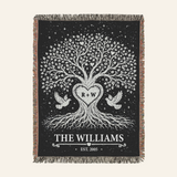 Personalized Silver Tree of Love Woven Blanket Gift