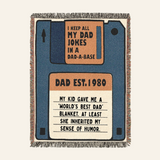 Personalized Dad-a-Base Floppy Disk Woven Blanket Gift for Dad