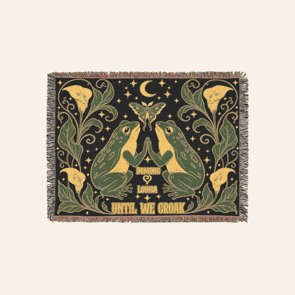 Personalized Couple Mystic Frog Woven Blanket