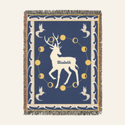 Personalized White Stag Guardian Woven Blanket