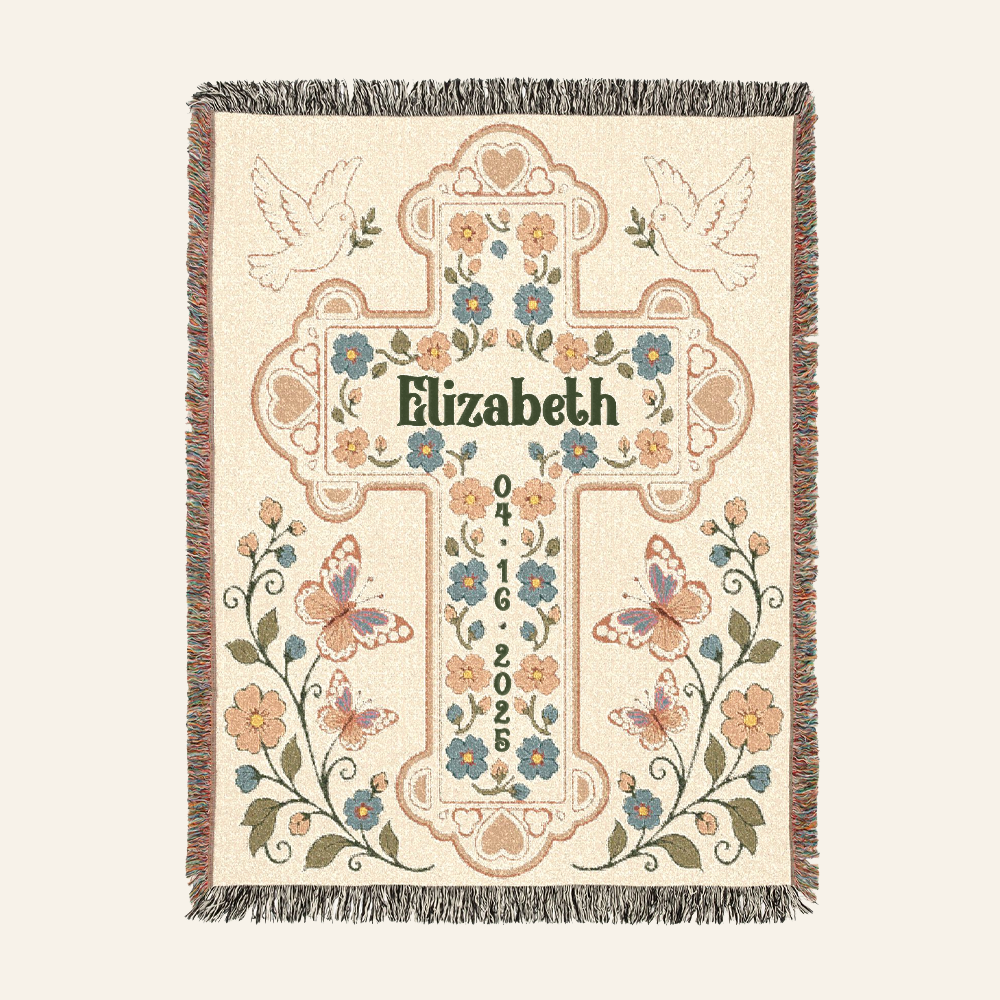 Personalized Baptized Baby Woven Blanket