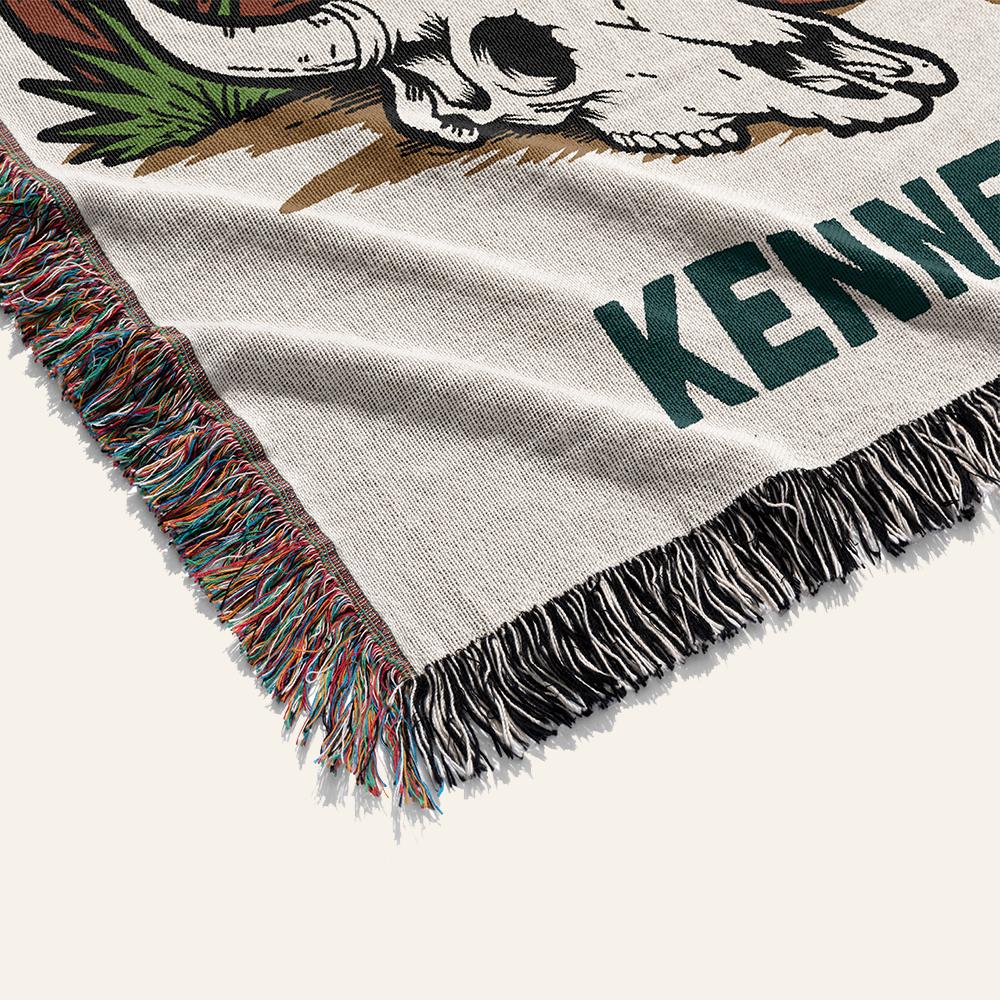 Personalized Couple Cowboy Frog Singing Woven Blanket