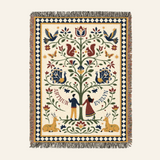 Personalized Folk Art Tree of Life Woven Blanket Gift for Couples