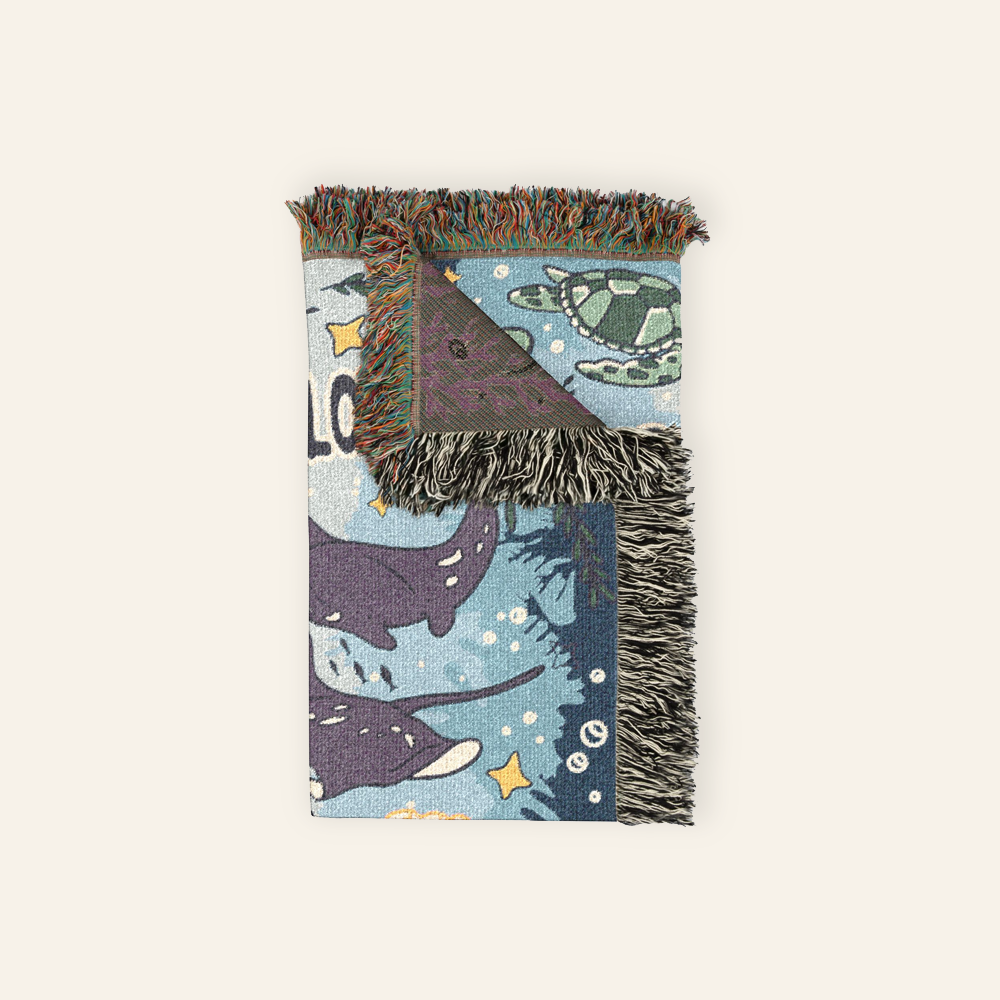 Personalized Sea Creature Couple Woven Blanket