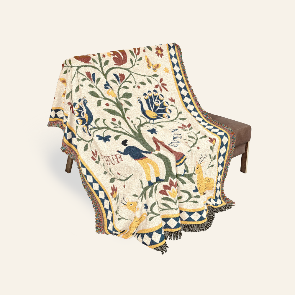 Personalized Tree Of Life Couple 2 Woven Blanket