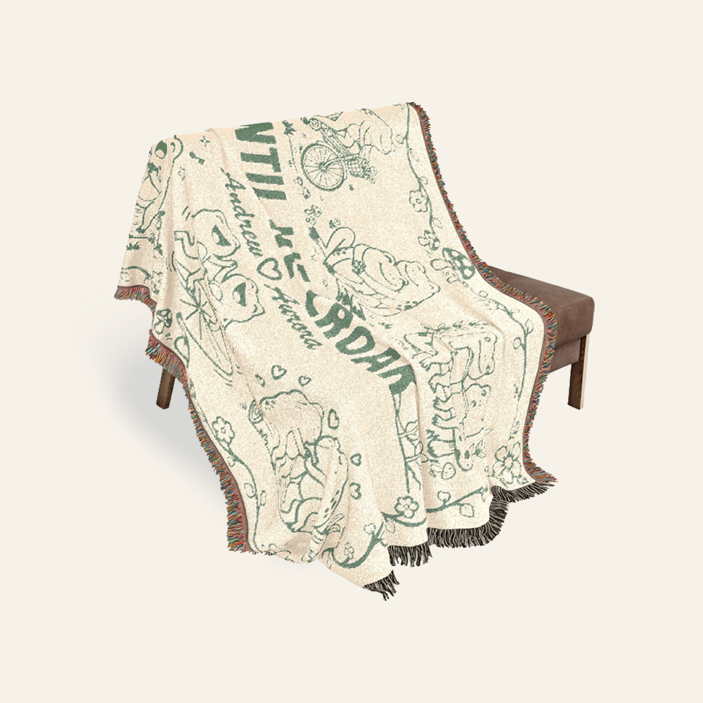 Personalized Couple Frog Hobbies Woven Blanket