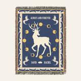Personalized Moon Phase Deer Woven Blanket Gift