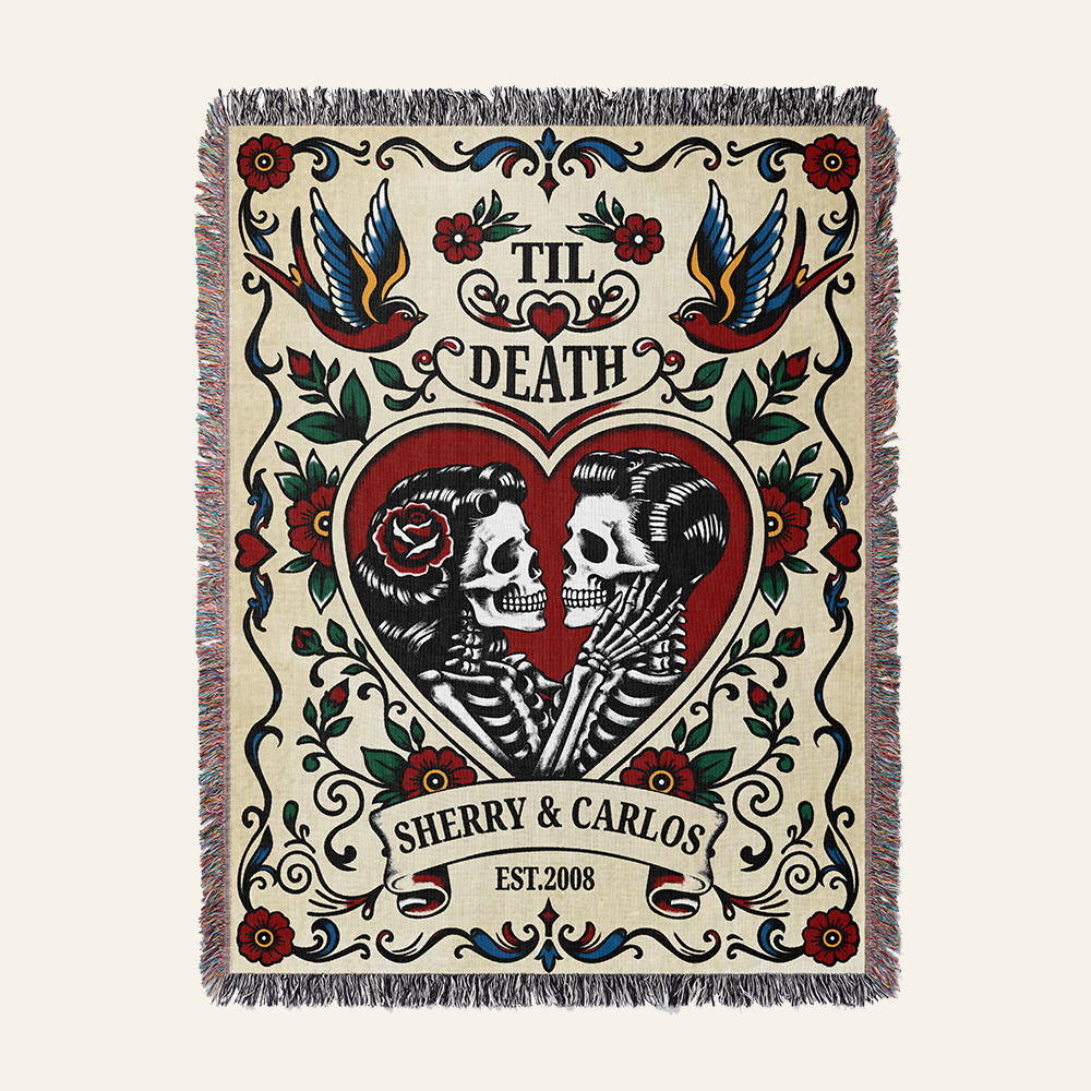 Personalized Gothic Couple Woven Blanket