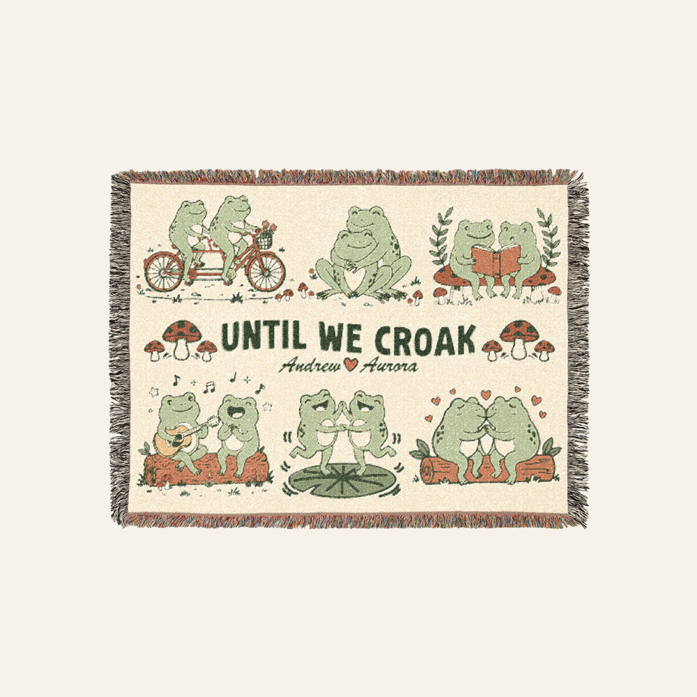 Personalized Couple Frog Together 1 Woven Blanket