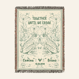 Personalized Couple Gift Frog Together Line Art Woven Blanket