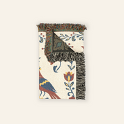 Personalized Folk Art Lovebirds White Woven Blanket