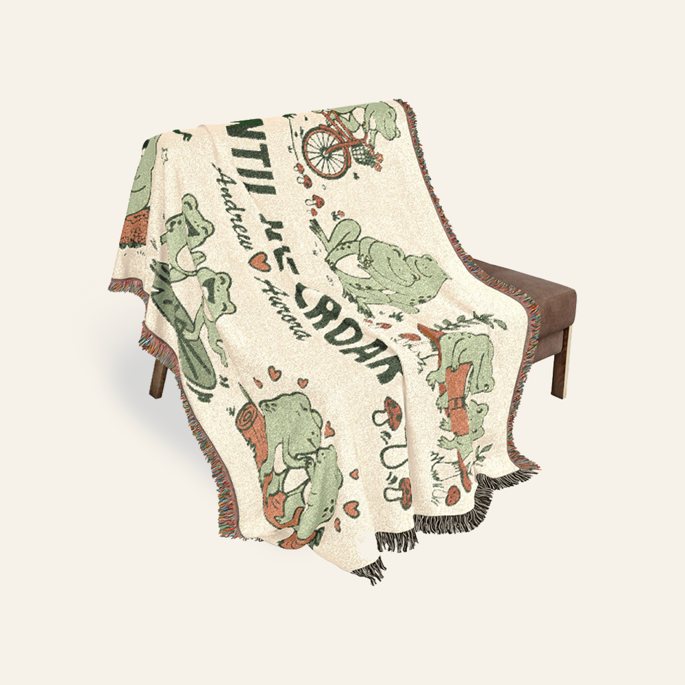 Personalized Couple Frog Together 1 Woven Blanket