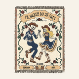 Personalized Skeleton Honky Tonky Couple Woven Blanket