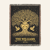 Personalized Golden Tree of Love Woven Blanket Gift