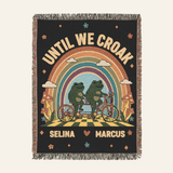 Personalized Couple Frog Retro Woven Blanket