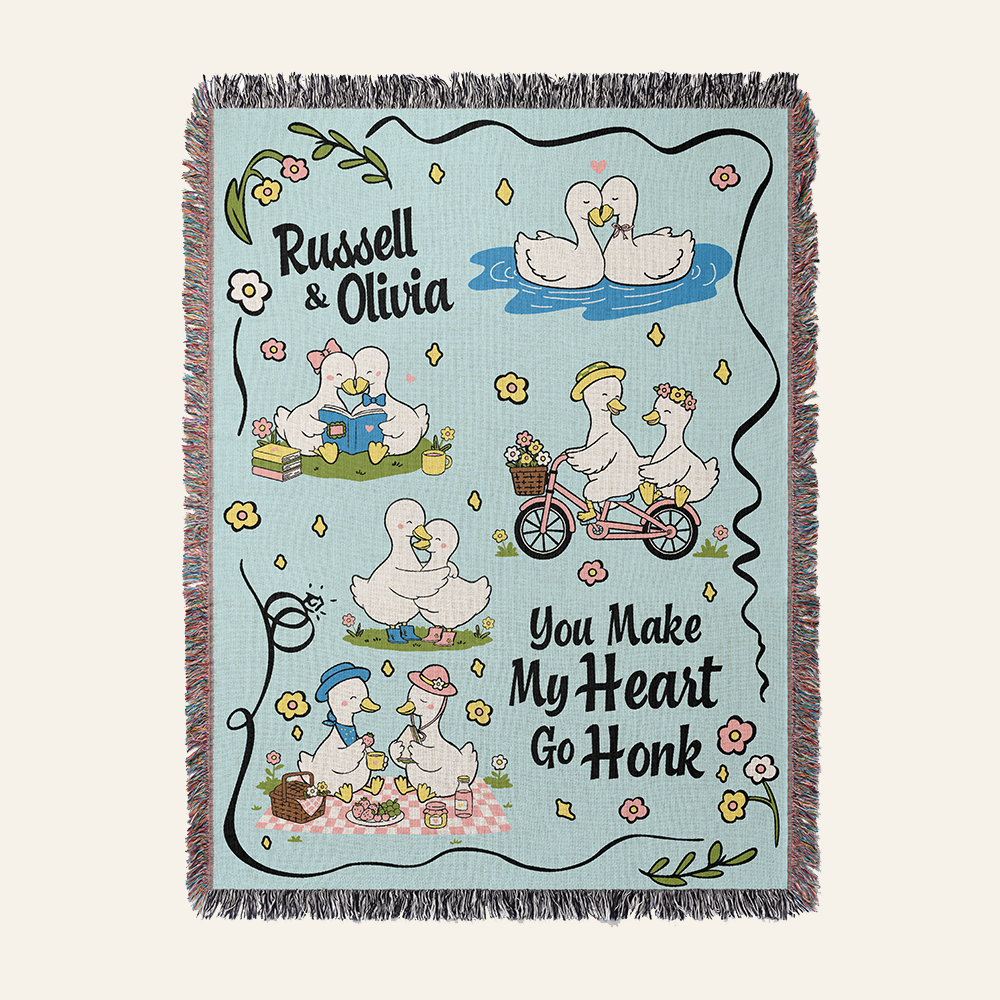 Personalized Goose Daily Couple Woven Blanket