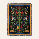 Personalized Peacock Tree of Life Woven Blanket Gift for Couples