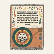 Personalized Musical Vinyl Record Couple Woven Blanket