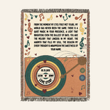 Personalized Retro Record Player Love Story Woven Blanket Gift for Couples
