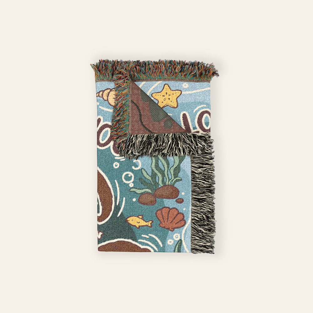 Personalized Otter Love Couple Woven Blanket