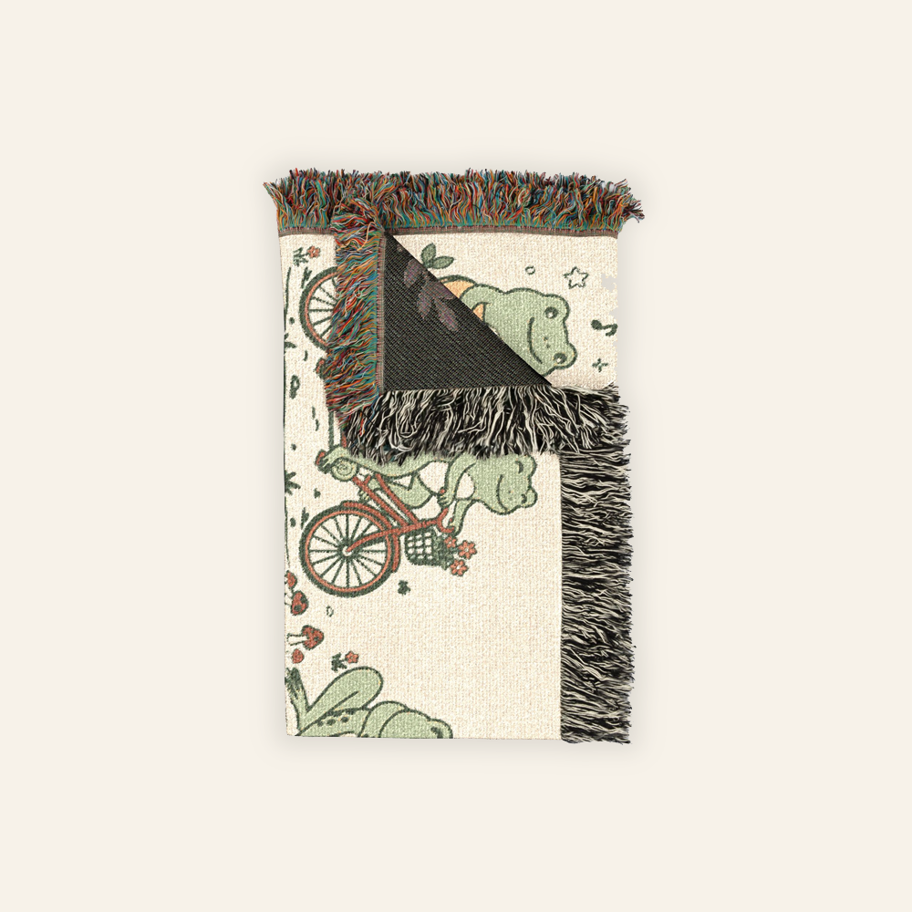 Personalized Couple Frog Together 2 Woven Blanket