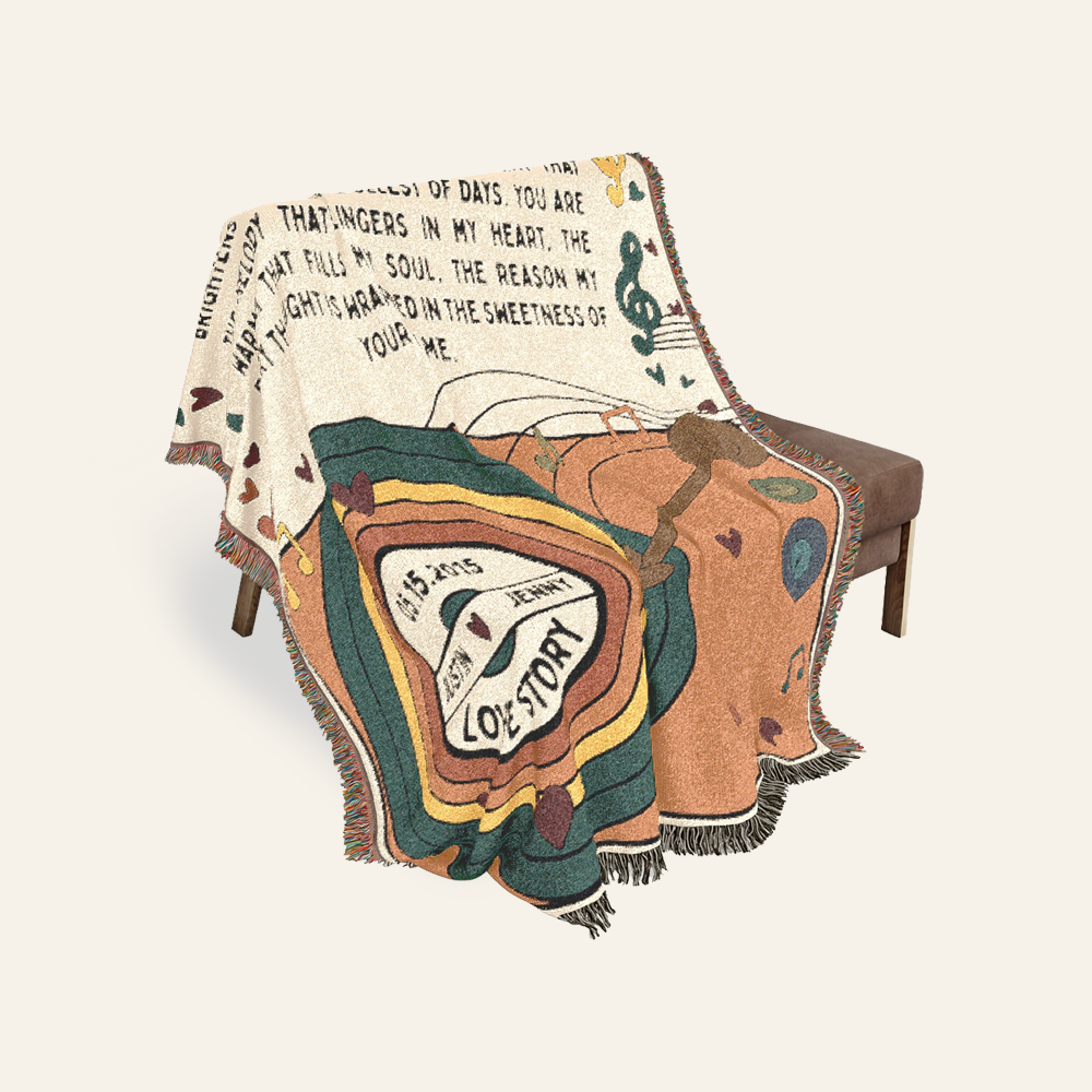 Personalized Musical Vinyl Record Couple Woven Blanket