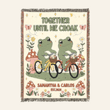 Personalized Together Until We Croak Cycling Frog Woven Blanket Gift
