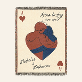 Personalized How Lucky Are We Ace of Hearts Woven Blanket Gift