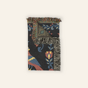Personalized Folk Art Lovebirds Black Woven Blanket