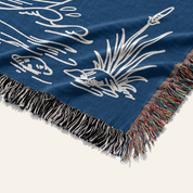 Personalized Couple Fisherman Blue Woven Blanket